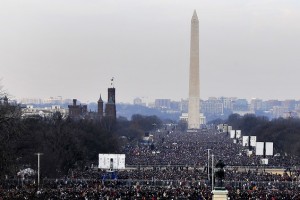 Hundreds of thousands gather on the National Mall prior to the start of the 56th Presidential Inauguration in Washington, D.C., Jan. 20, 2009. More than 5,000 men and women in uniform are providing military ceremonial support to the presidential inauguration, expected to be one of the best attended in history.  (DoD photo by Senior Master Sgt. Thomas Meneguin, U.S. Air Force/Released)